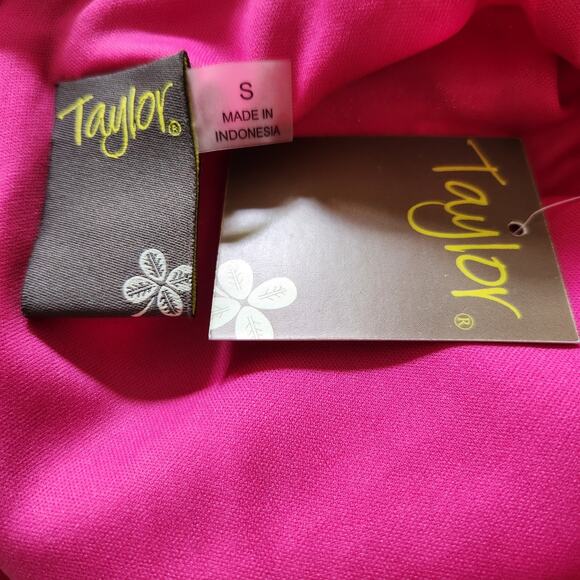 New Just Taylor Dress Size Small Womens Peasant Floral Chiffon Deep Vneck Pink - Picture 10 of 12